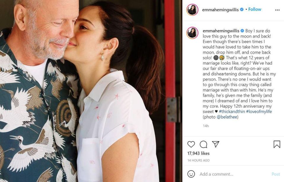 Bruce Willis' Wife Congratulates Him on Their Wedding Anniversary