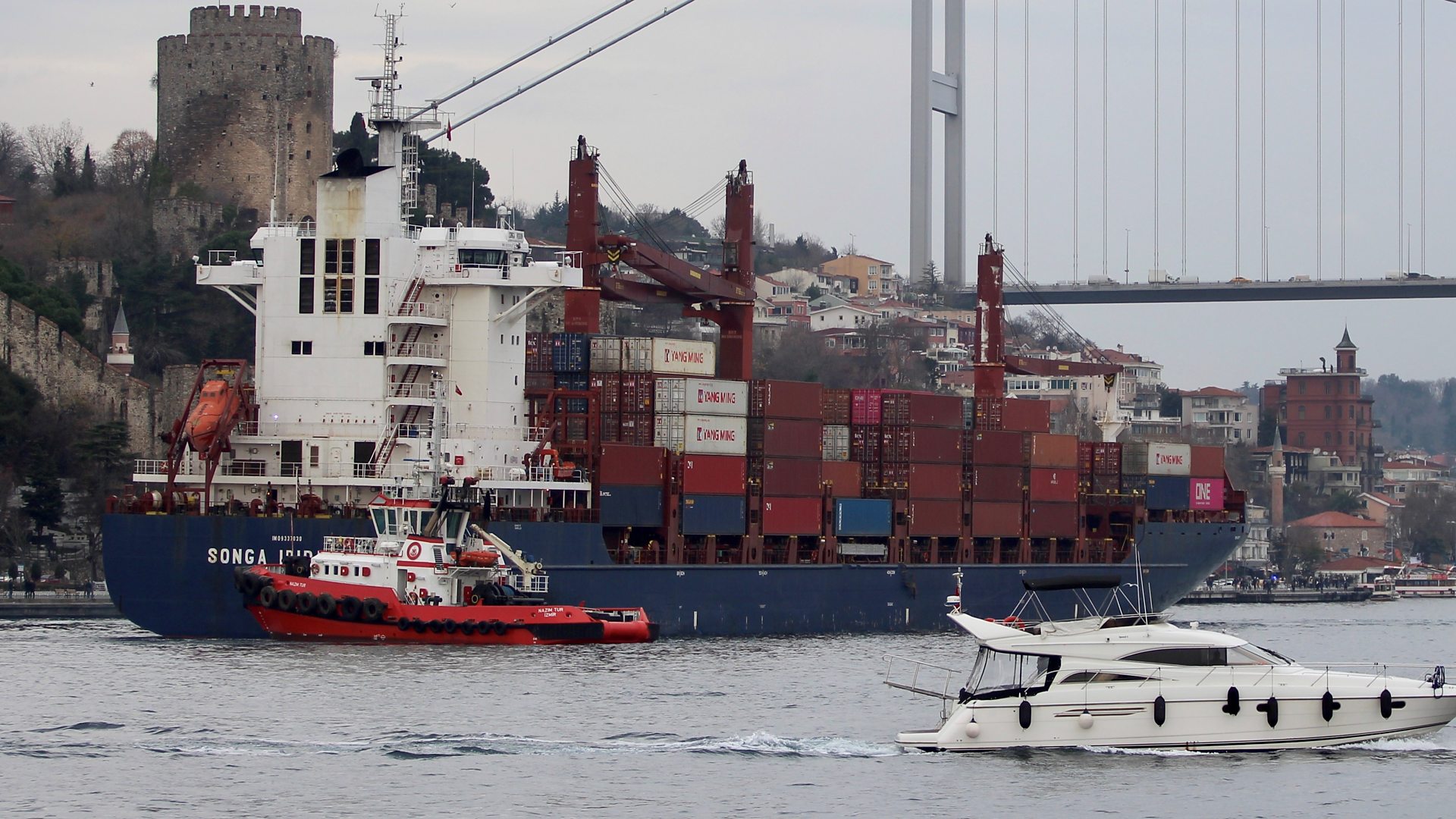 A Large Cargo Ship Runs Aground in Turkey