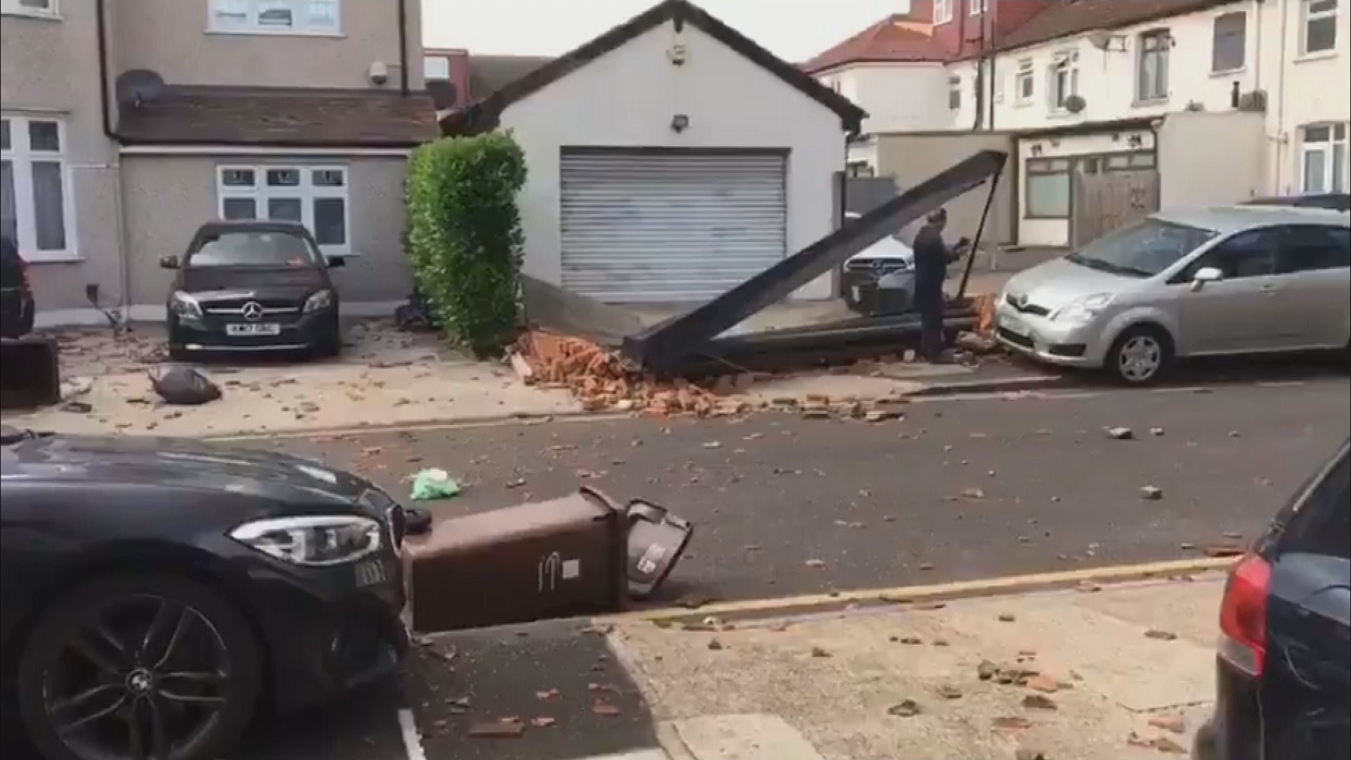 A Strong Tornado Destroyed Houses and Cars in London