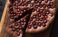 Chocolate Cake with Cream Cheese and Cherries