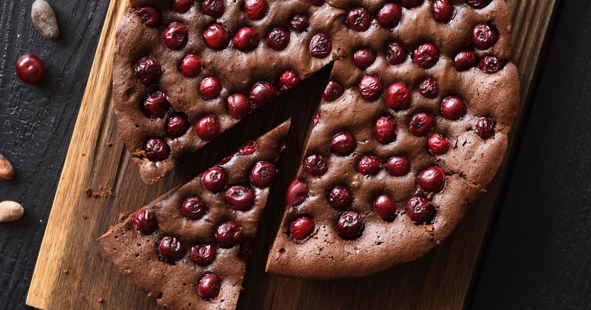 Chocolate Cake with Cream Cheese and Cherries