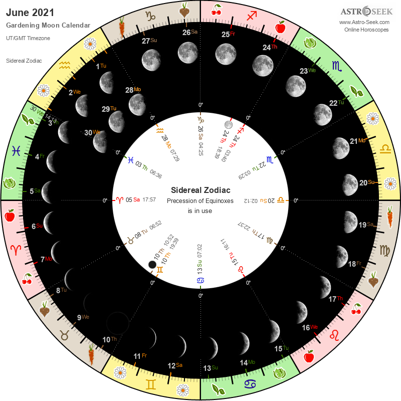 Gardener's Lunar Calendar for June 2021