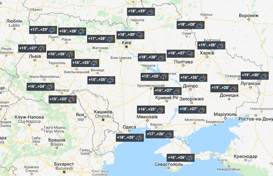 Today Ukraine Will Be Covered by Heat up to + 30 ° and Showers