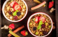 Lazy Oatmeal With Strawberries and Rhubarb