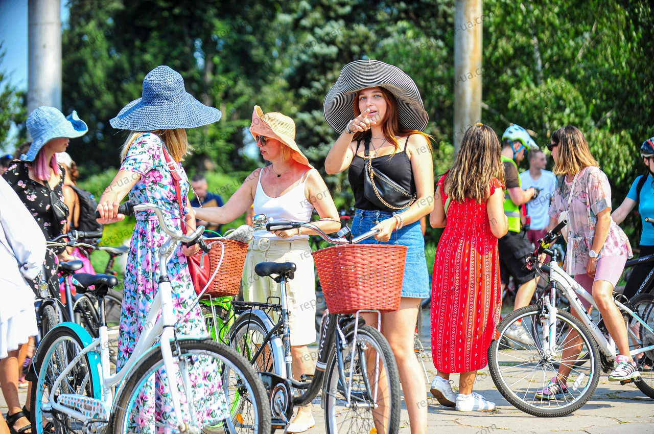 The Bicycle Parade of Girls in Zaporozhye