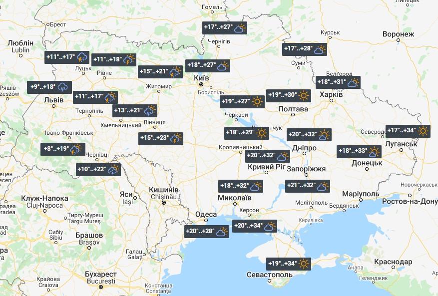 Thunderstorms Will Break Into Ukraine Today and Summer Heat Will Return