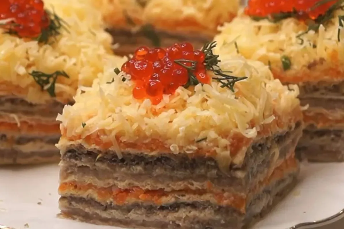 Herring cake on waffle cakes - will not leave you indifferent