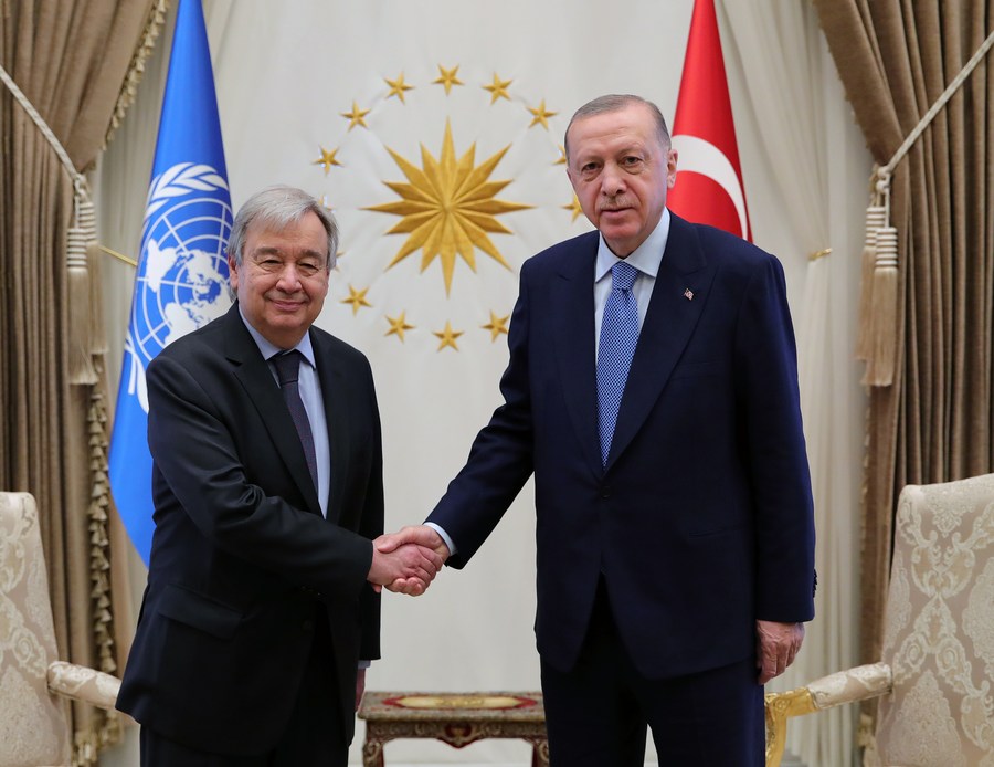 الأمين العام للأمم المتحدة يطلع الرئيس التركي على تفاصيل لقاءاته مع بوتين وزيلينسكي