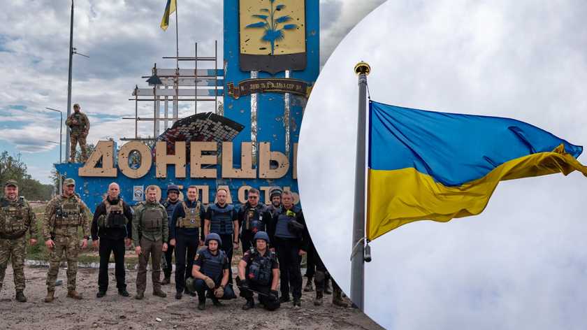 رفع العلم الأوكراني على حدود دونيتسك خاركيف